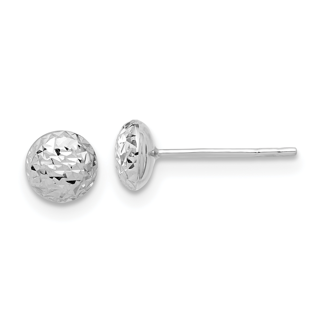 14K White Gold Polished and Diamond-cut 5.5mm Button Post Earrings (TF2336W)