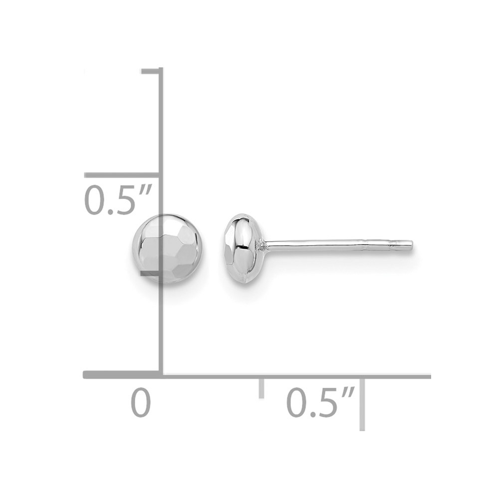 14K White Gold Polished and Diamond-cut 4.5mm Button Post Earrings (TF2337W)