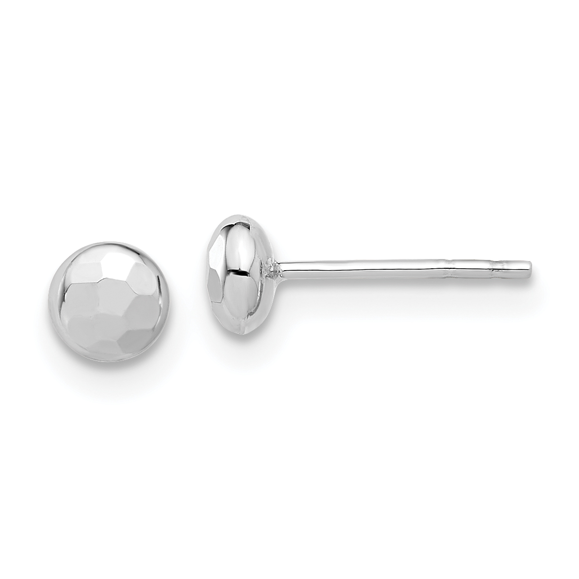 14K White Gold Polished and Diamond-cut 4.5mm Button Post Earrings (TF2337W)
