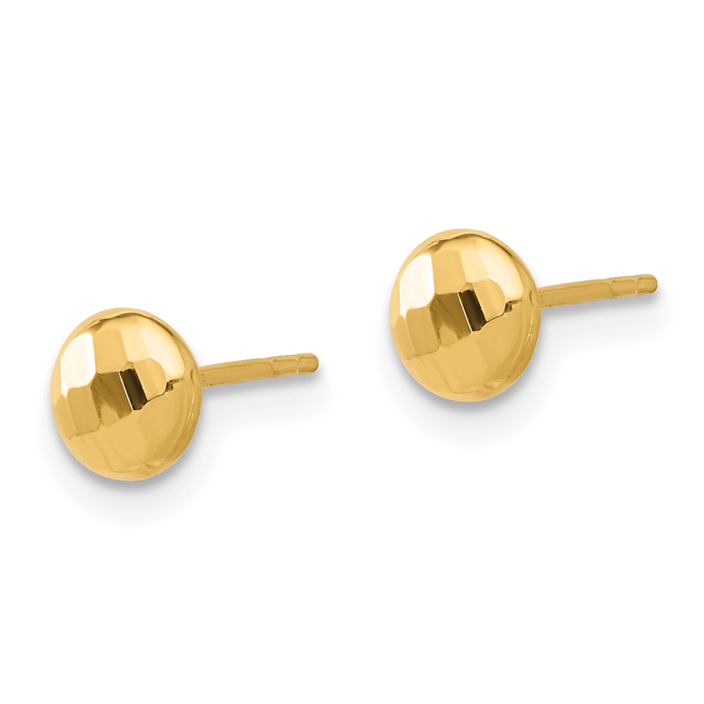 14K Polished and Diamond-cut 5.5mm Button Post Earrings (TF2338)