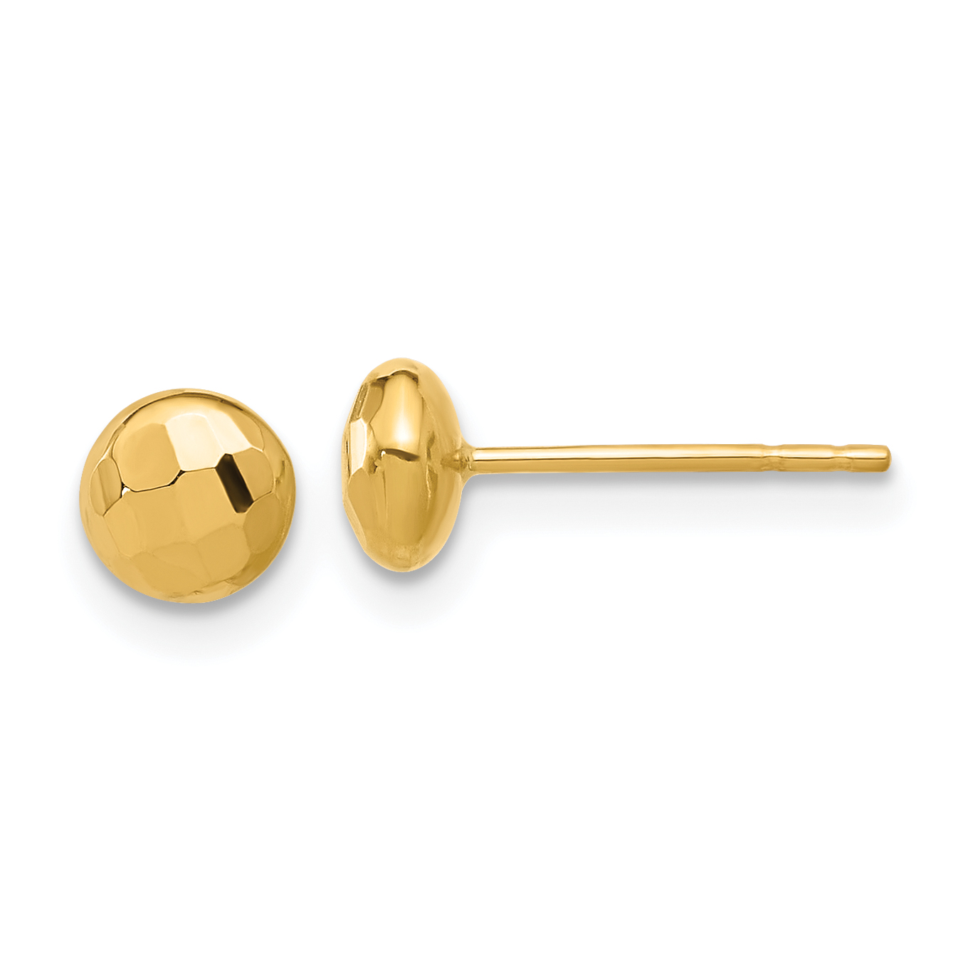 14K Polished and Diamond-cut 5.5mm Button Post Earrings (TF2338)