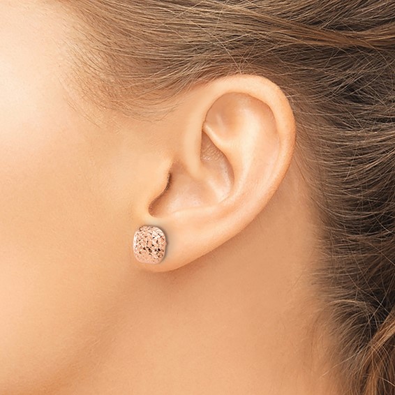 Gold Diamond-cut Square Post Earrings
