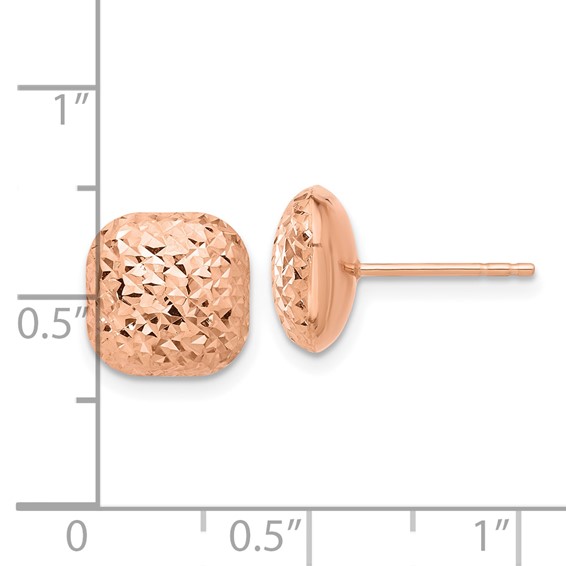 Gold Diamond-cut Square Post Earrings