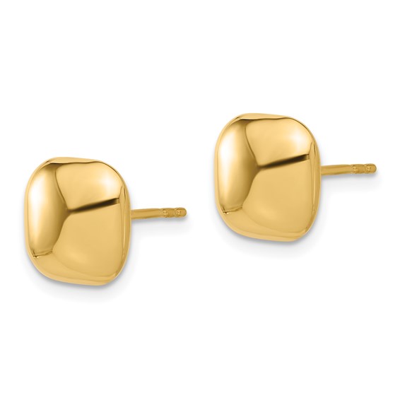 Gold Square Button Post Earrings