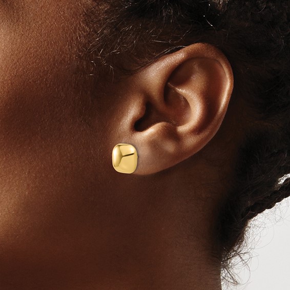 Gold Square Button Post Earrings