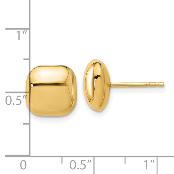 Gold Square Button Post Earrings