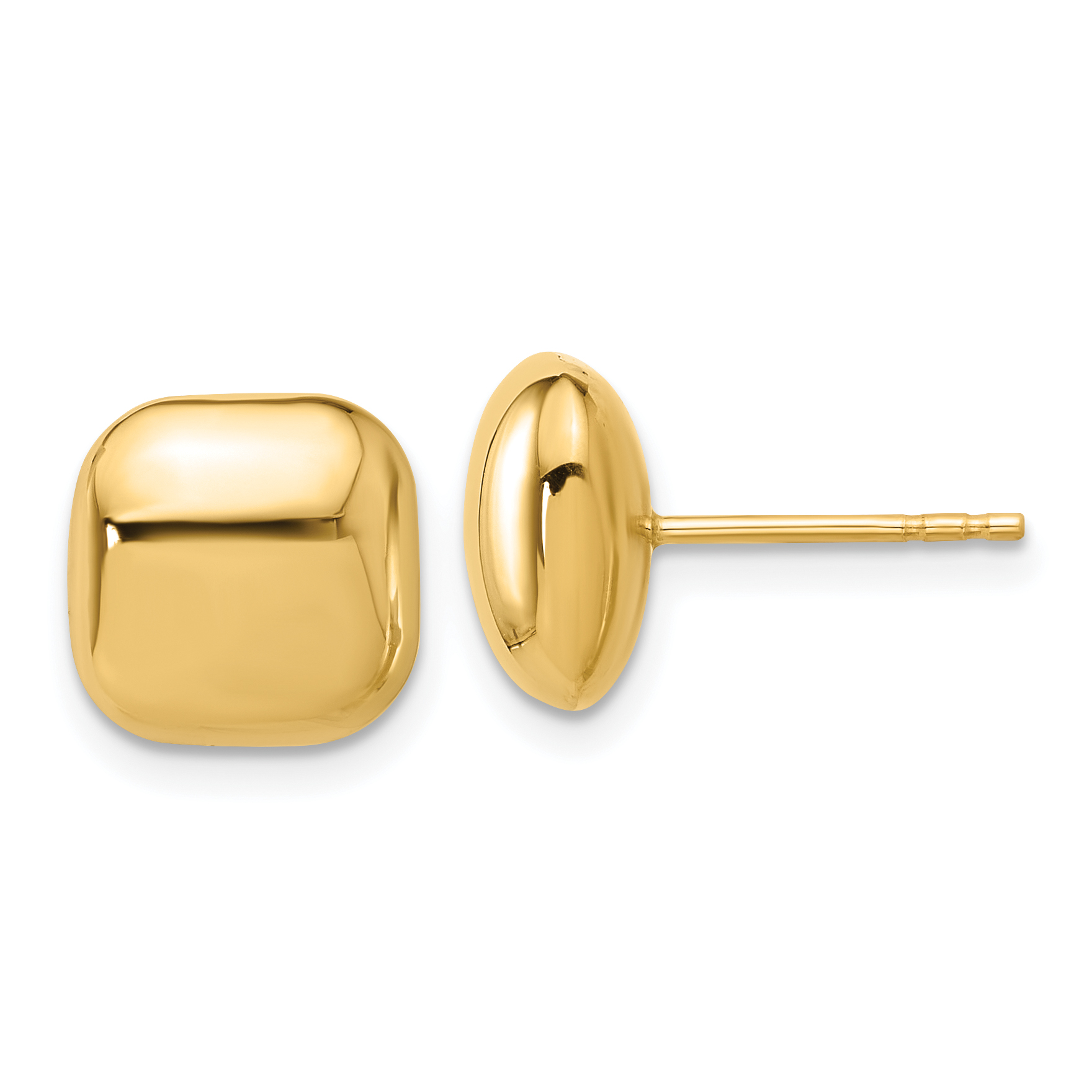 14K Polished 10mm Puffed Square Post Earrings (TF2341)