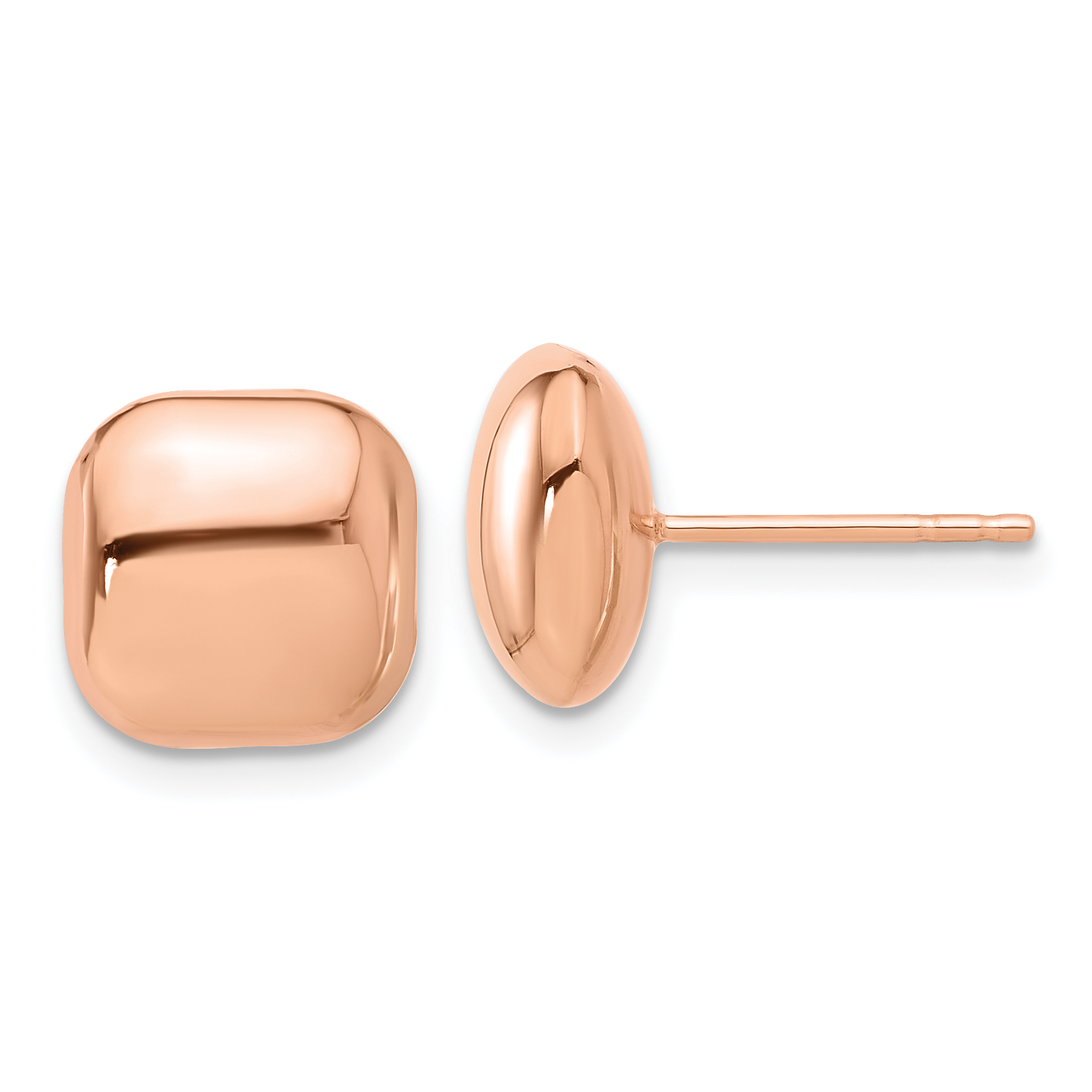 14K Rose Gold Polished 10mm Puffed Square Post Earrings (TF2341R)