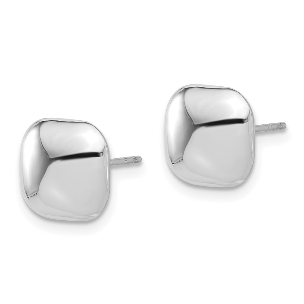 14K White Gold Polished 10mm Puffed Square Post Earrings (TF2341W)