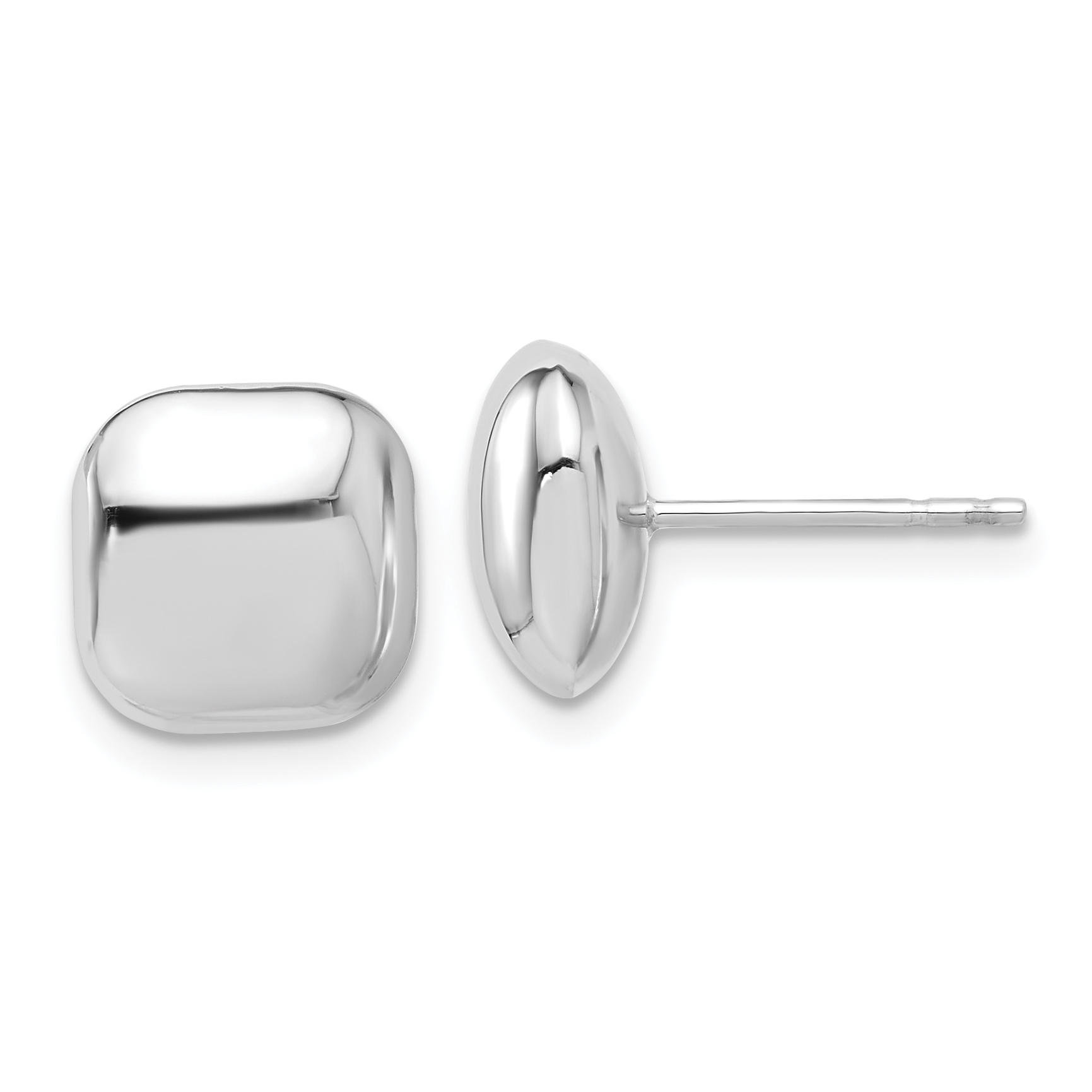 14K White Gold Polished 10mm Puffed Square Post Earrings (TF2341W)