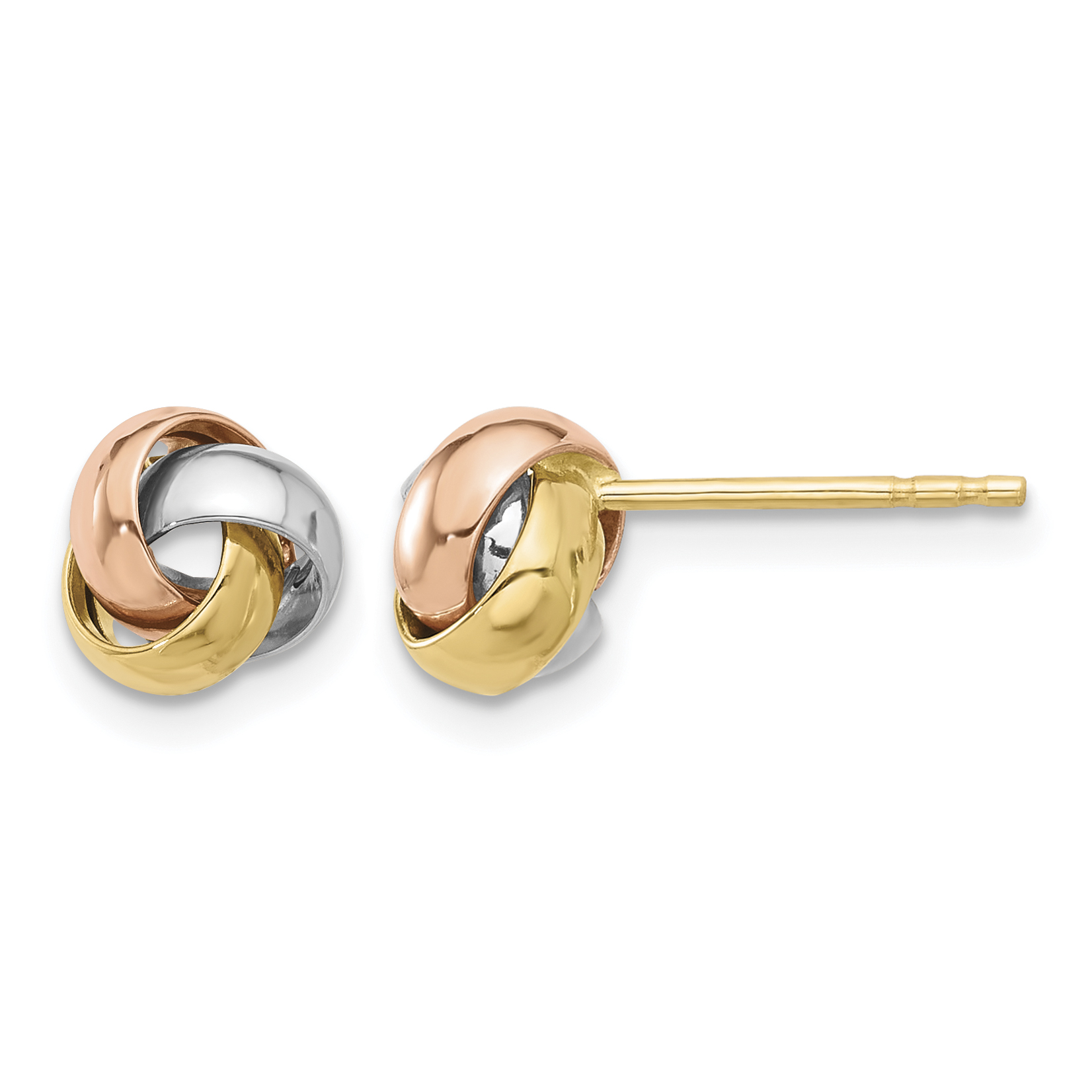 14K Polished Tri-color Love Knot Post Earrings (TF2348)