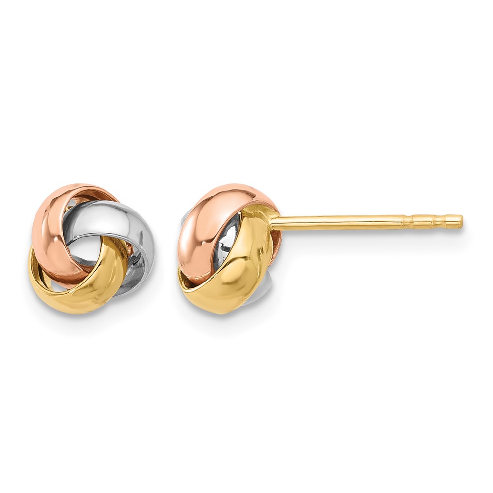 14K Polished Tri-color Love Knot Post Earrings (TF2348)