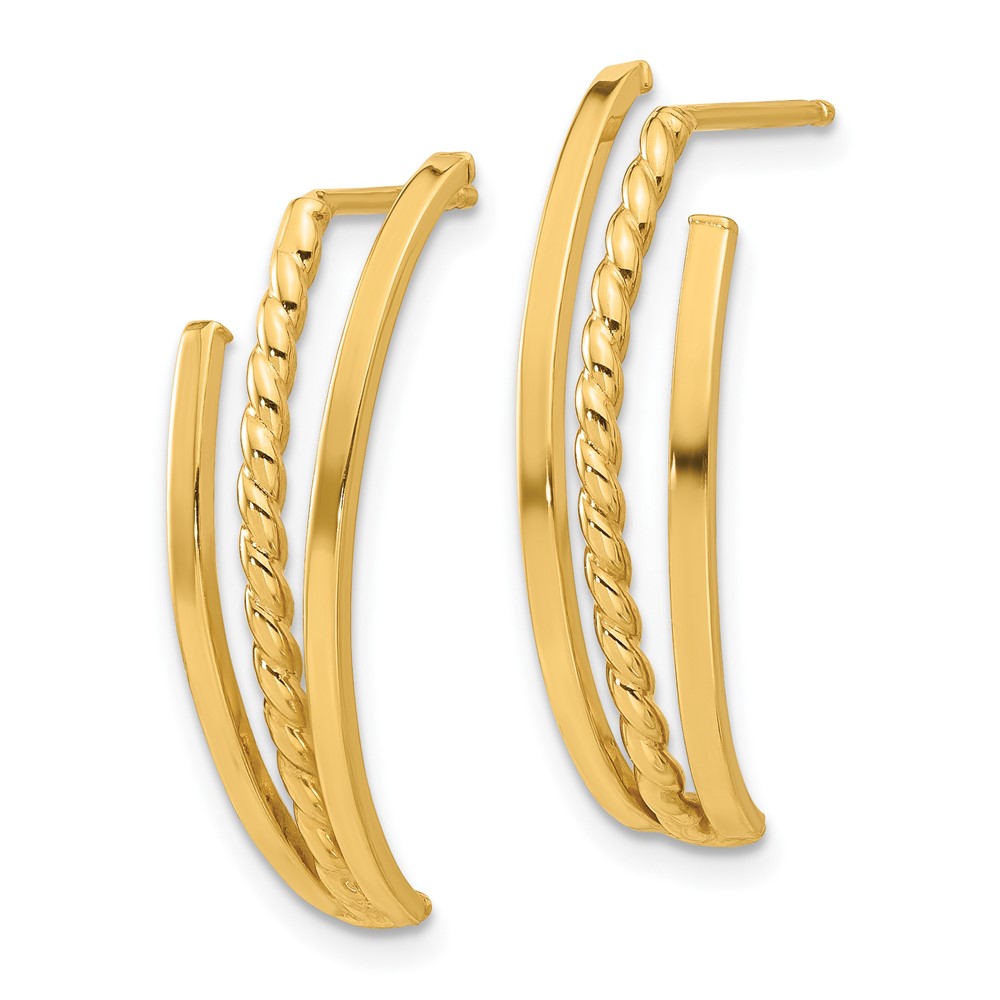14K Polished and Twist Post Earrings (TF2358)
