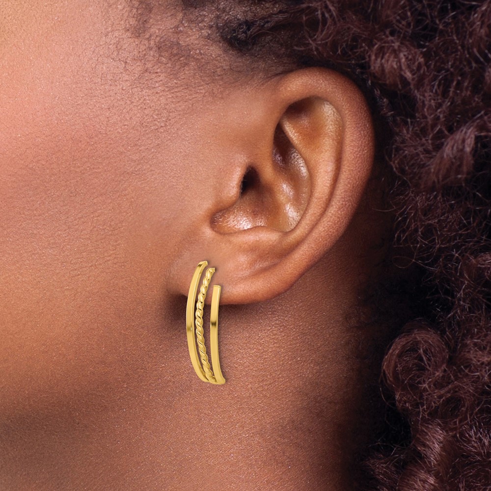 14K Polished and Twist Post Earrings (TF2358)