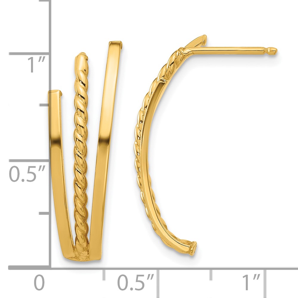 14K Polished and Twist Post Earrings (TF2358)