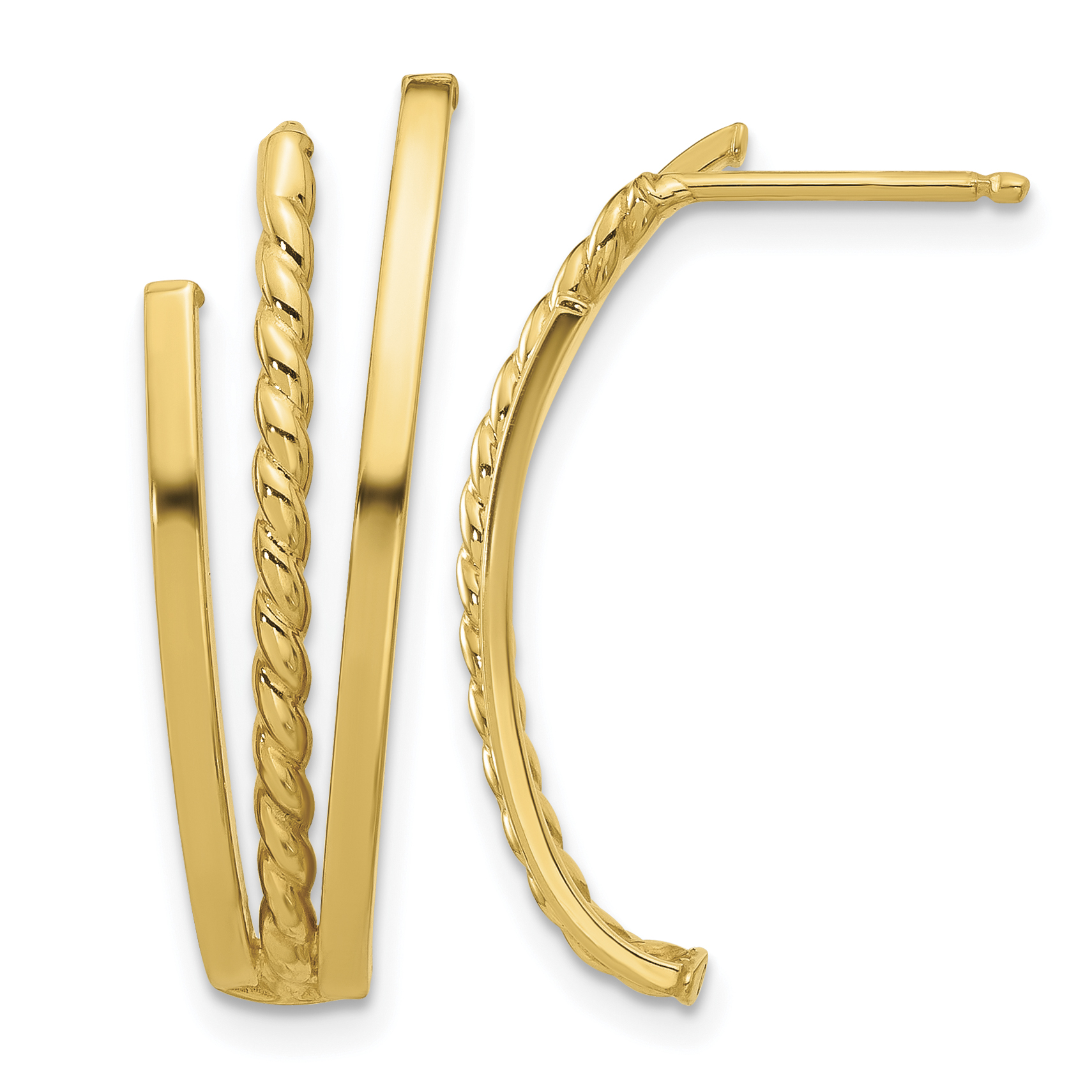 14K Polished and Twist Post Earrings (TF2358)