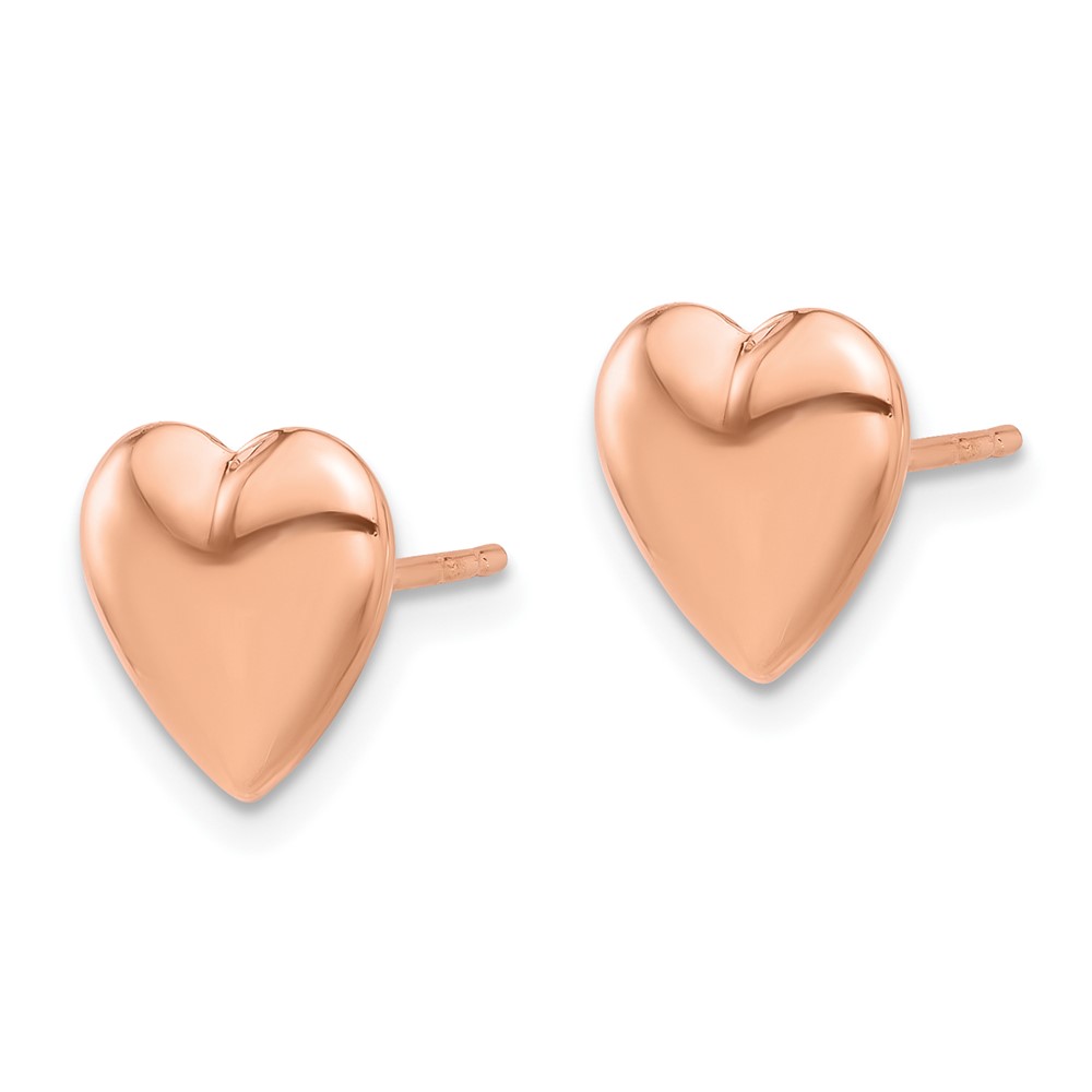 14K Rose Gold Polished Puffed Heart Post Earrings (TF2360R)