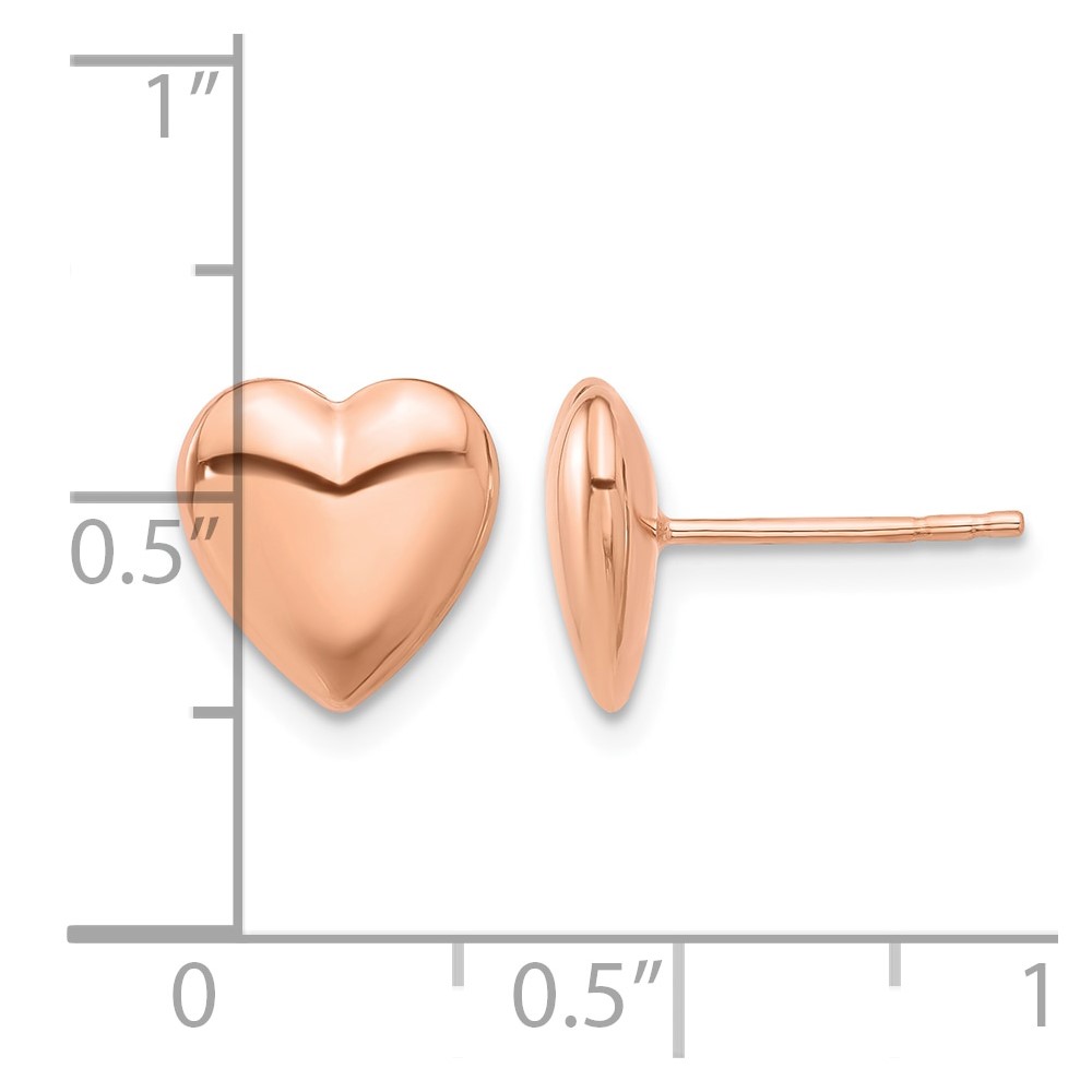14K Rose Gold Polished Puffed Heart Post Earrings (TF2360R)