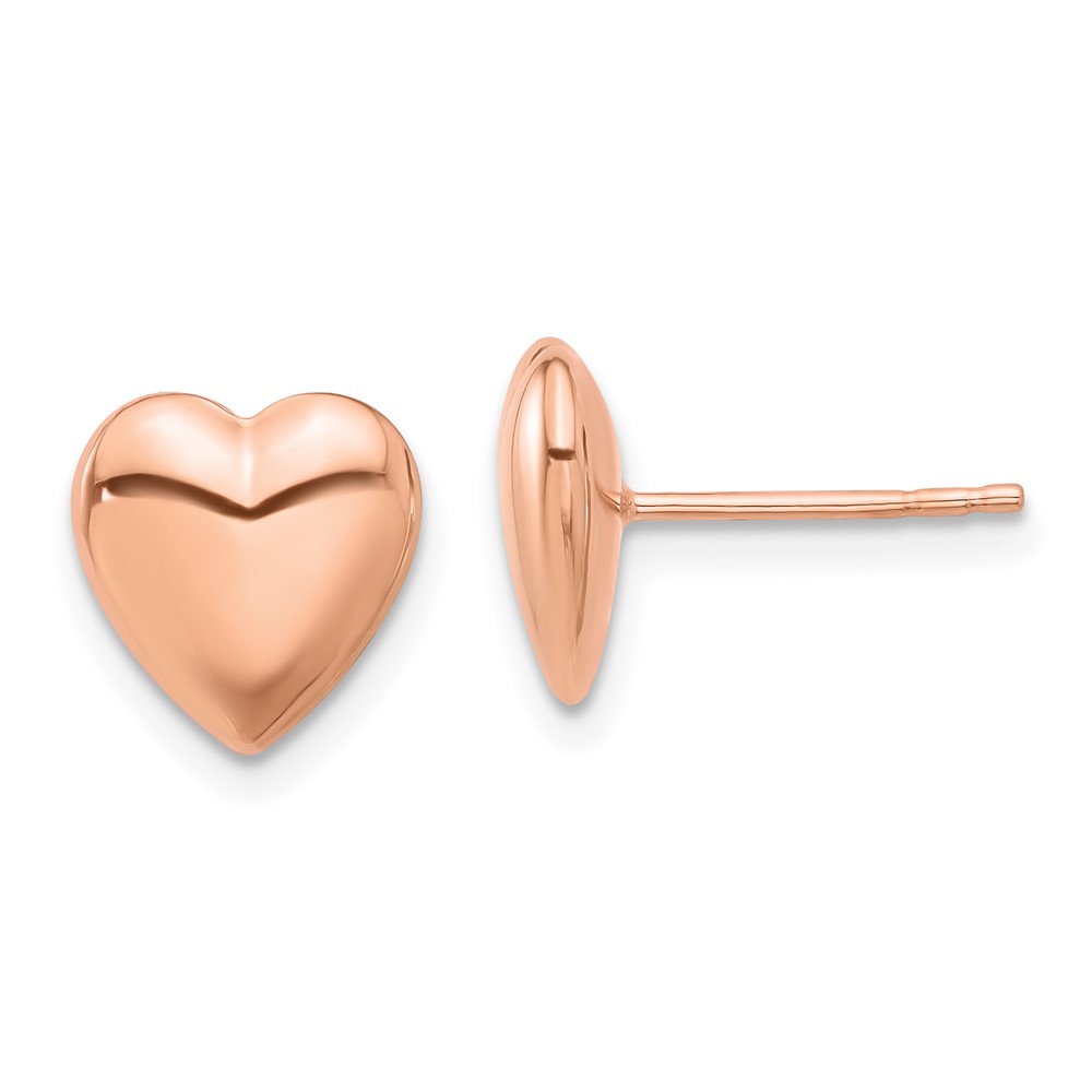 14K Rose Gold Polished Puffed Heart Post Earrings (TF2360R)