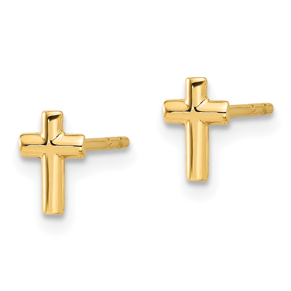 14K Polished Cross Post Earrings (TF2373)