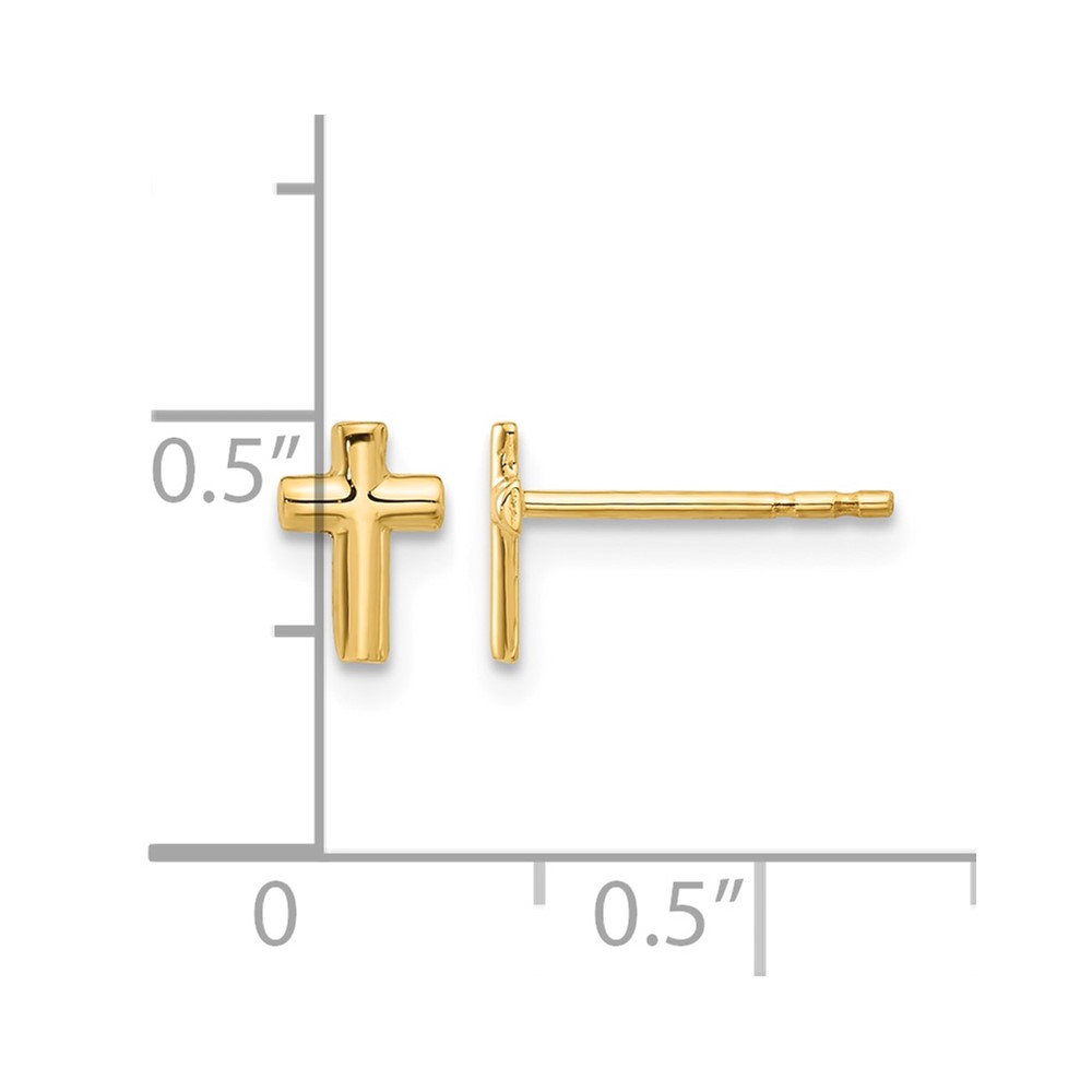 14K Polished Cross Post Earrings (TF2373)