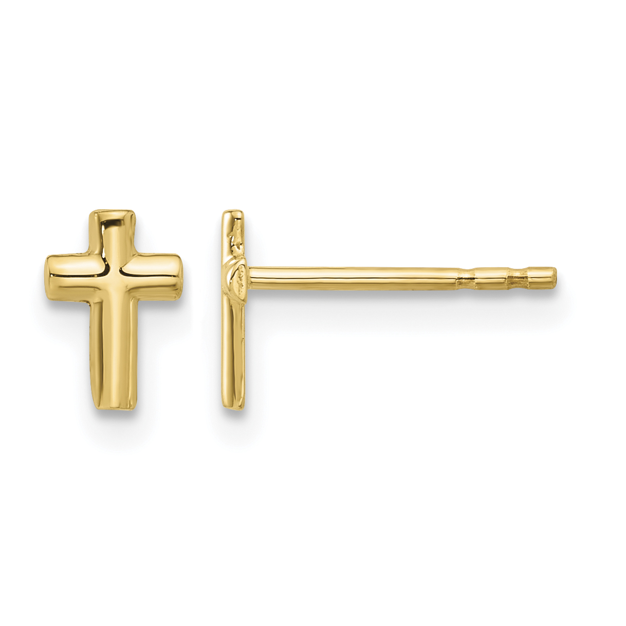 14K Polished Cross Post Earrings (TF2373)