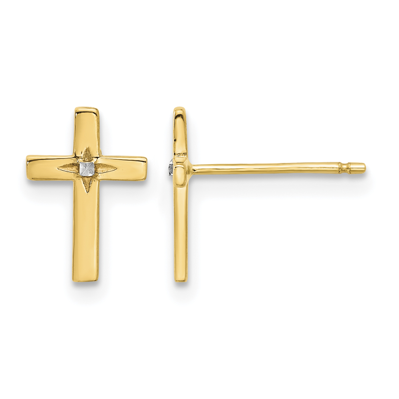 14k and White Rhodium Cross Post Earrings (TF2375)