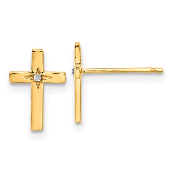 Gold Cross Post Earrings