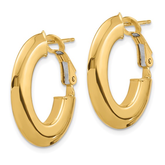 Gold Knife-edge Omega Back Hoop Earrings