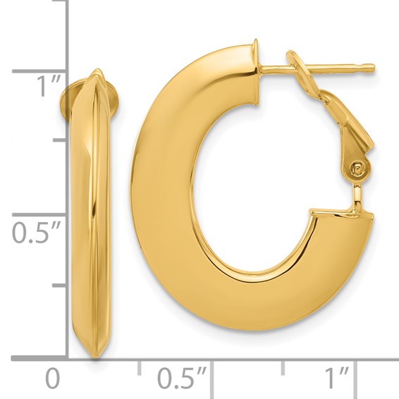 Gold Knife-edge Omega Back Hoop Earrings