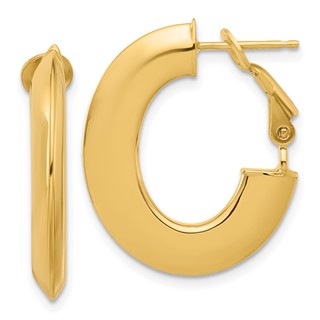Gold Knife-edge Omega Back Hoop Earrings