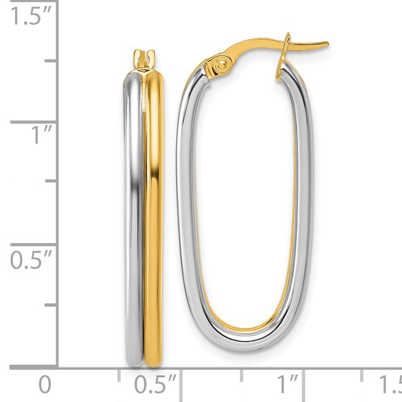 4mm Gold Two-tone Double Tube Hoop Earrings