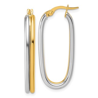 4mm Gold Two-tone Double Tube Hoop Earrings