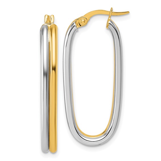 4mm Gold Two-tone Double Tube Hoop Earrings