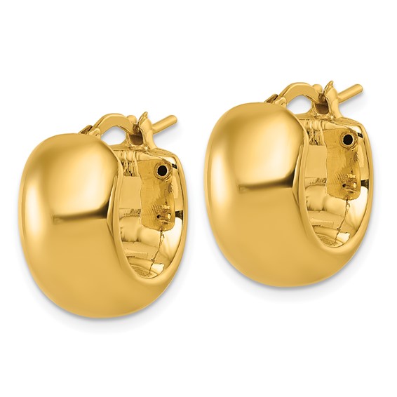 14k Polished 9.75mm x 17mm Puffed Round Hoop Earrings