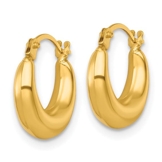 14k Polished 3.80mm Graduated Hollow Hoop Earrings