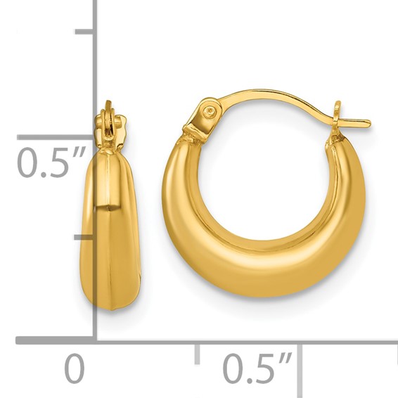14k Polished 3.80mm Graduated Hollow Hoop Earrings