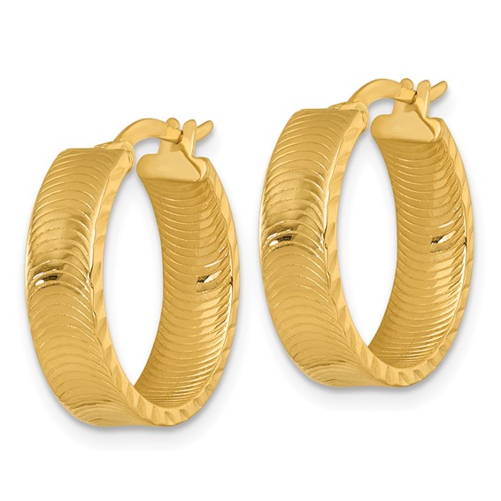 5mm Gold Polish Diamond-cut Hoop Earrings