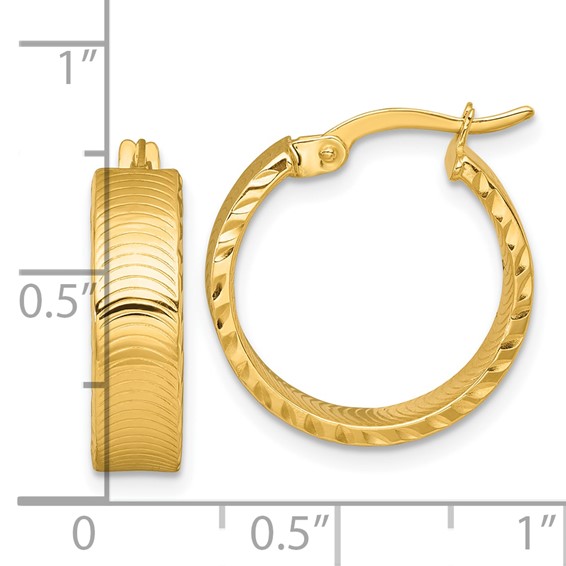 5mm Gold Polish Diamond-cut Hoop Earrings