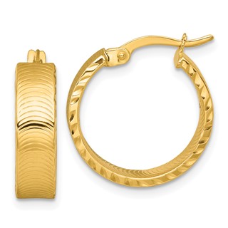 5mm Gold Polish Diamond-cut Hoop Earrings