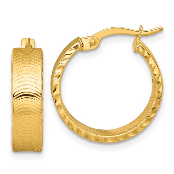 5mm Gold Polish Diamond-cut Hoop Earrings