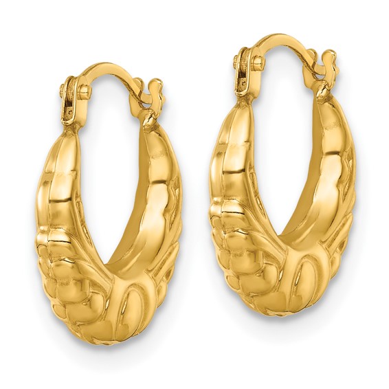 14k Polished Fancy Scalloped Hollow Hoop Earrings
