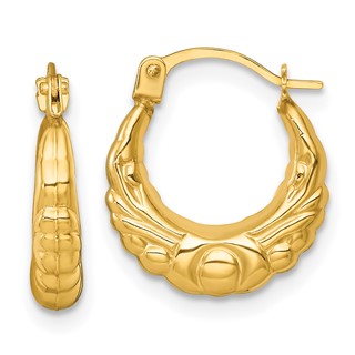 14k Polished Fancy Scalloped Hollow Hoop Earrings
