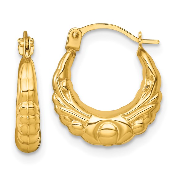 14k Polished Fancy Scalloped Hollow Hoop Earrings