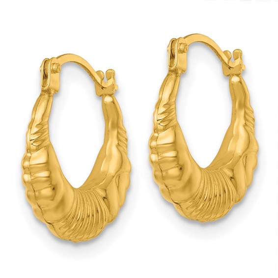 14k Polished Fancy Scalloped Hollow Hoop Earrings