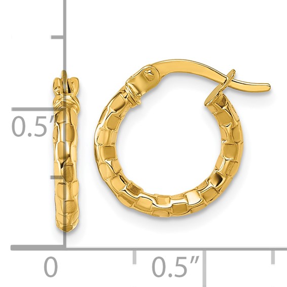2.3mm Gold Polish Textured Hoop Earrings