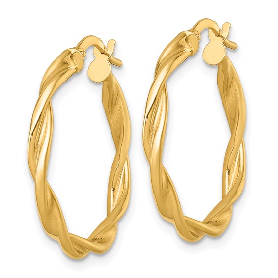 2.75mm Gold Twistsed Tube Hoop Earrings
