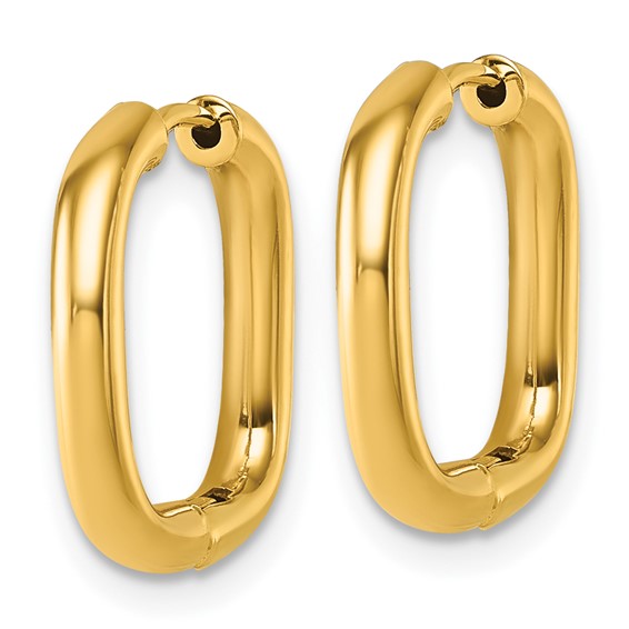 14K Polished Square Endless Tube Hoop Hinged Earrings