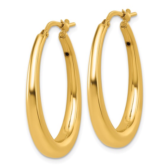 14k Polished 4mm x 30mm Graduated Puffed Oval Hoop Earrings