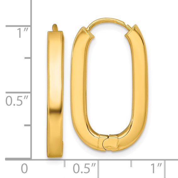 Gold Square Tube Hinged Hoop Earrings